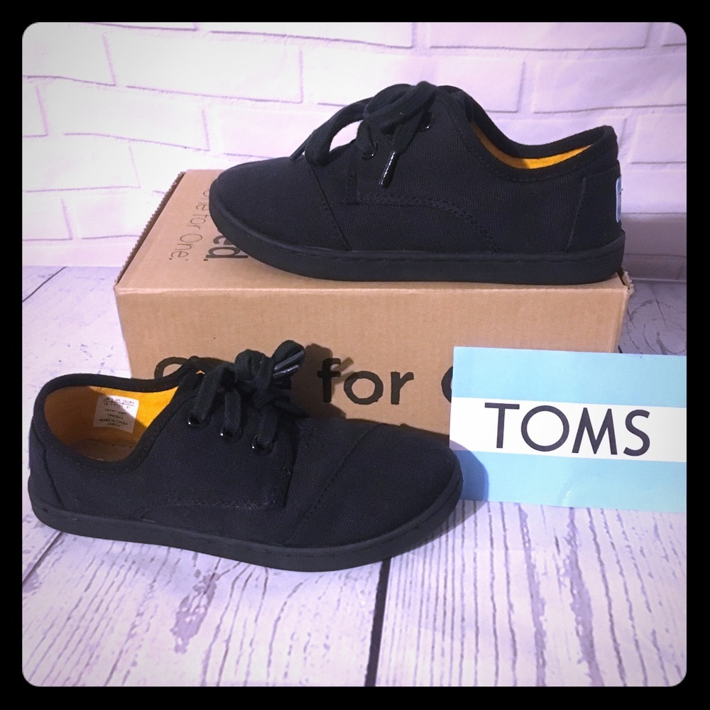 Toms Paseo Black Canvas Boys New Size 13